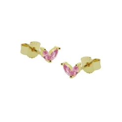 Symbols Zirconia Double Pink Leaves - Gold Color