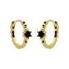 Zirconia Hinged Hoops Dots Black - Gold Color